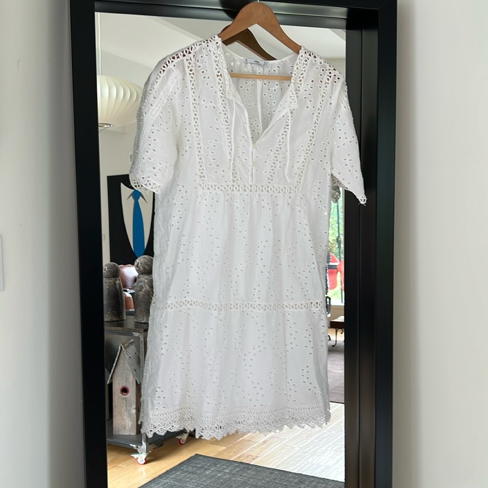 Mango eyelet white dress